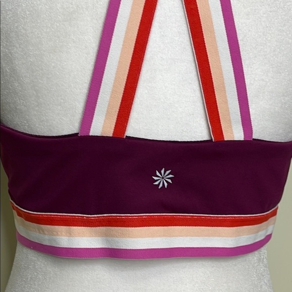 Athleta Womens Contender Stripe Bra in Beach Plum Sz XL PowerLift Support - Picture 5 of 9
